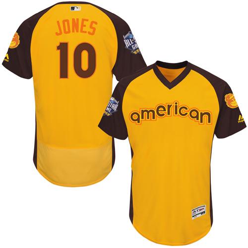 Baltimore Orioles 10 Adam Jones Gold Flexbase Authentic Collection 2016 All-Star American League Stitched MLB Jersey Mens