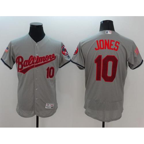 Baltimore Orioles 10 Adam Jones Grey Fashion Stars & Stripes Flexbase Authentic Stitched MLB Jersey Mens