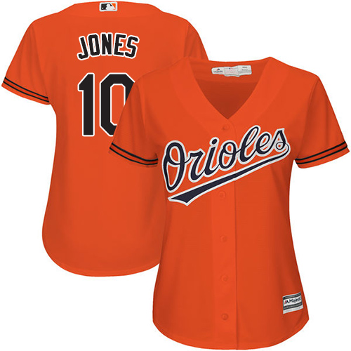 Baltimore Orioles 10 Adam Jones Orange Alternate Womens Stitched MLB Jersey Womens