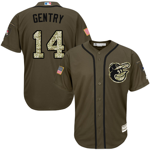 Baltimore Orioles 14 Craig Gentry Green Salute to Service Stitched MLB Jersey Mens