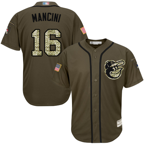 Baltimore Orioles 16 Trey Mancini Green Salute to Service Stitched Youth MLB Jersey Youth